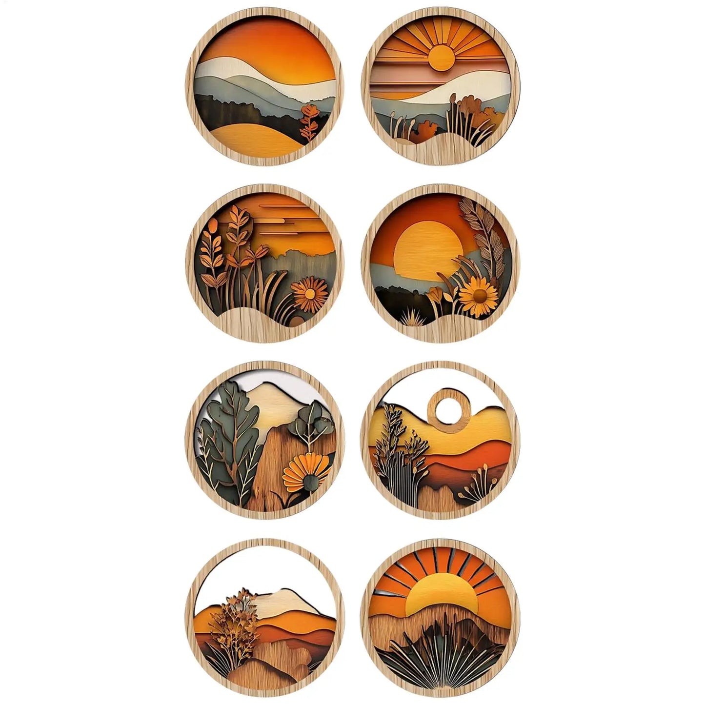 4Pcs Bohemian Wooden Wall Art Set - Energy-Efficient Hollowed-Out Pastoral Theme Hanging