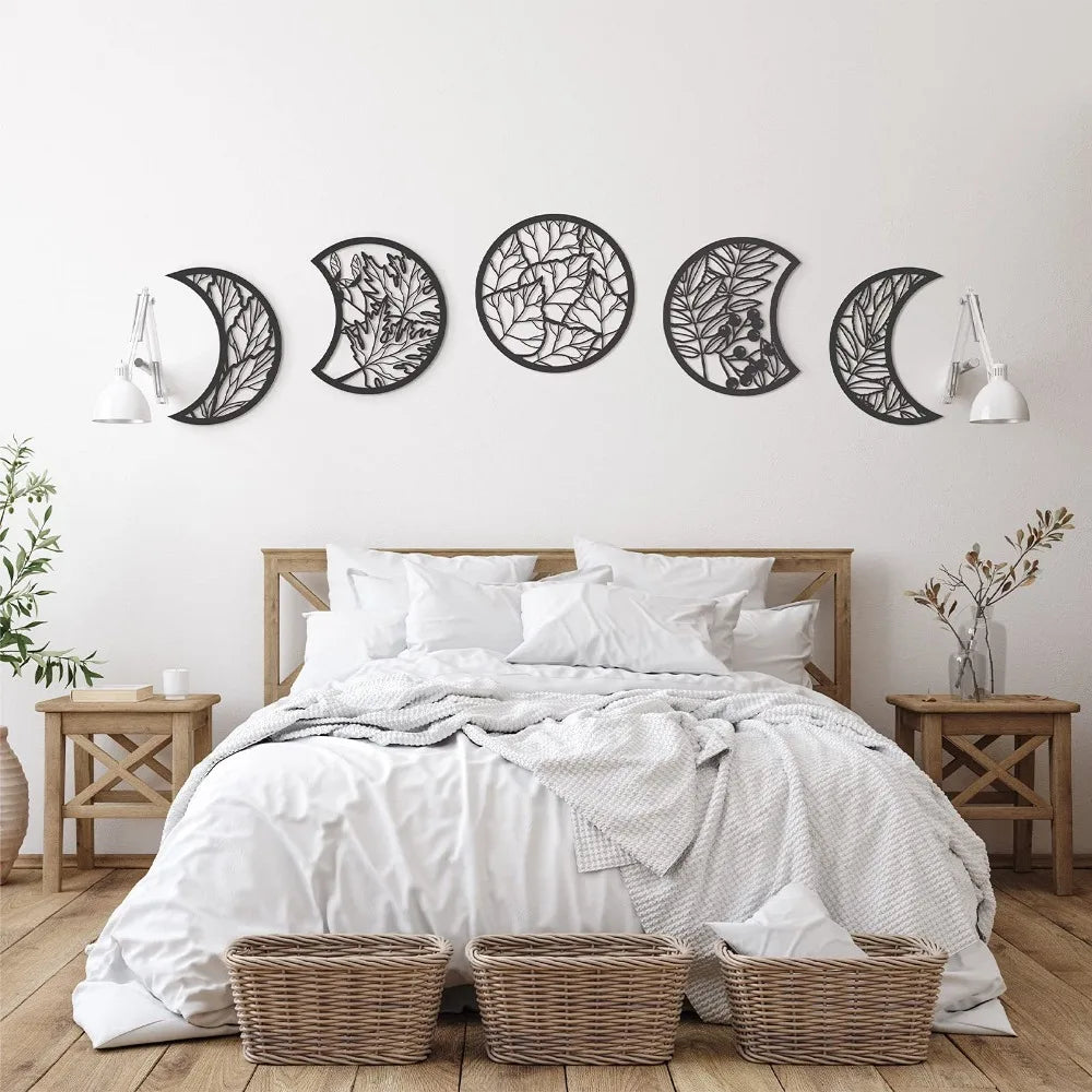 Wooden Moon Phase Wall ArtDecor for Home Living Room Bedroom