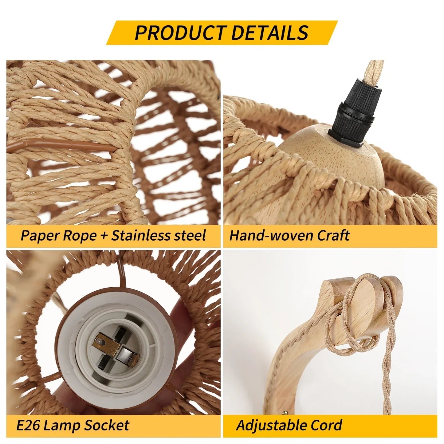 Add a touch of natural élégance to your space with this handcrafted rattan wall lamp. Featuring a woven design and rustic hemp rope accents, it creates a warm, cozy ambiance perfect for bedrooms, living rooms, and bedside l