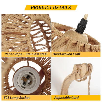 Add a touch of natural élégance to your space with this handcrafted rattan wall lamp. Featuring a woven design and rustic hemp rope accents, it creates a warm, cozy ambiance perfect for bedrooms, living rooms, and bedside l