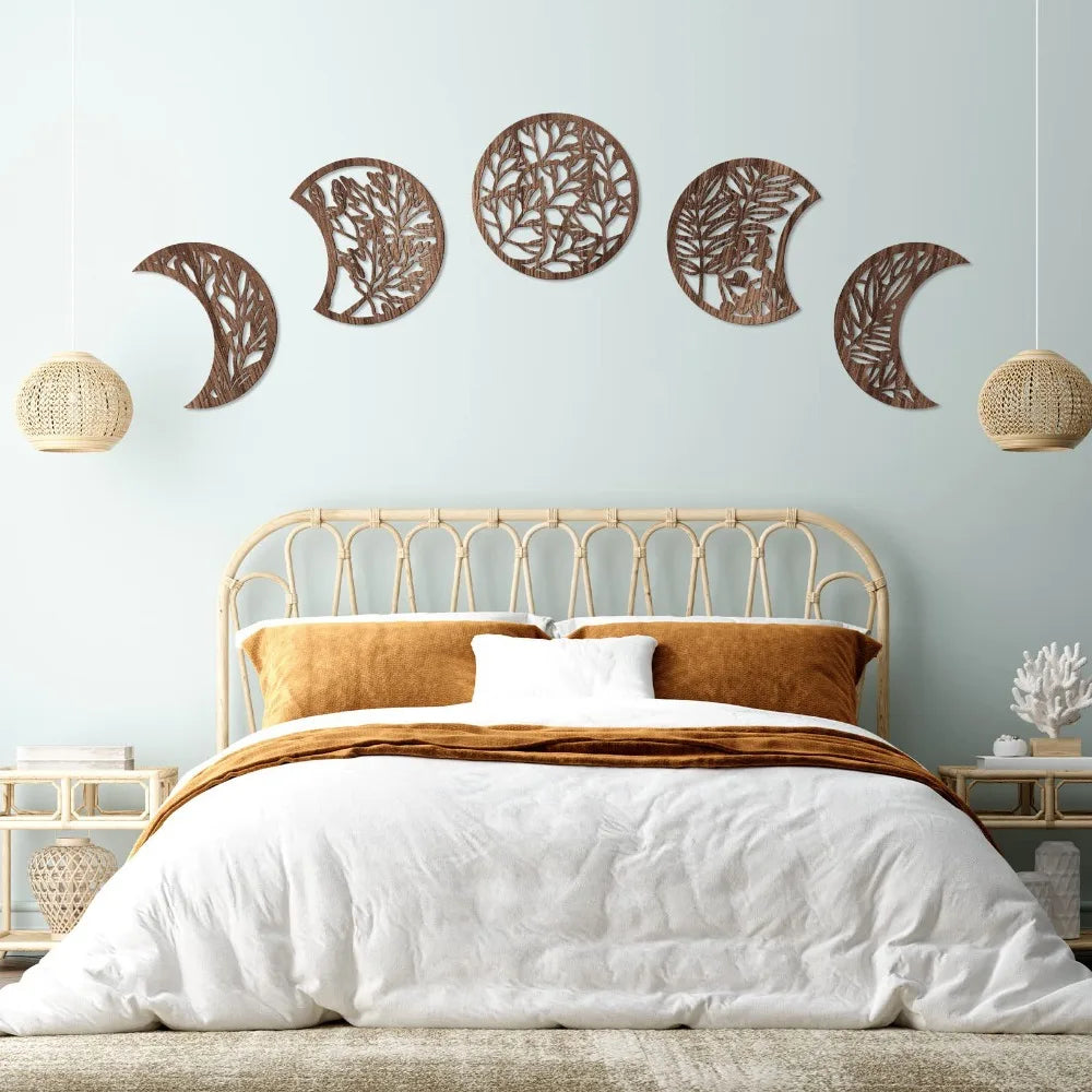 Wooden Moon Phase Wall ArtDecor for Home Living Room Bedroom