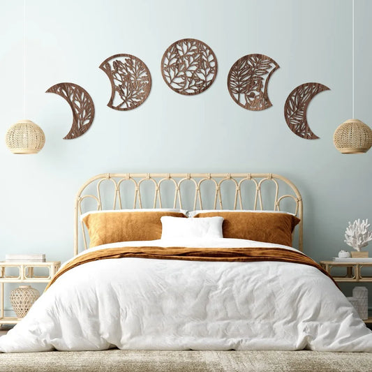 Wooden Moon Phase Wall ArtDecor for Home Living Room Bedroom
