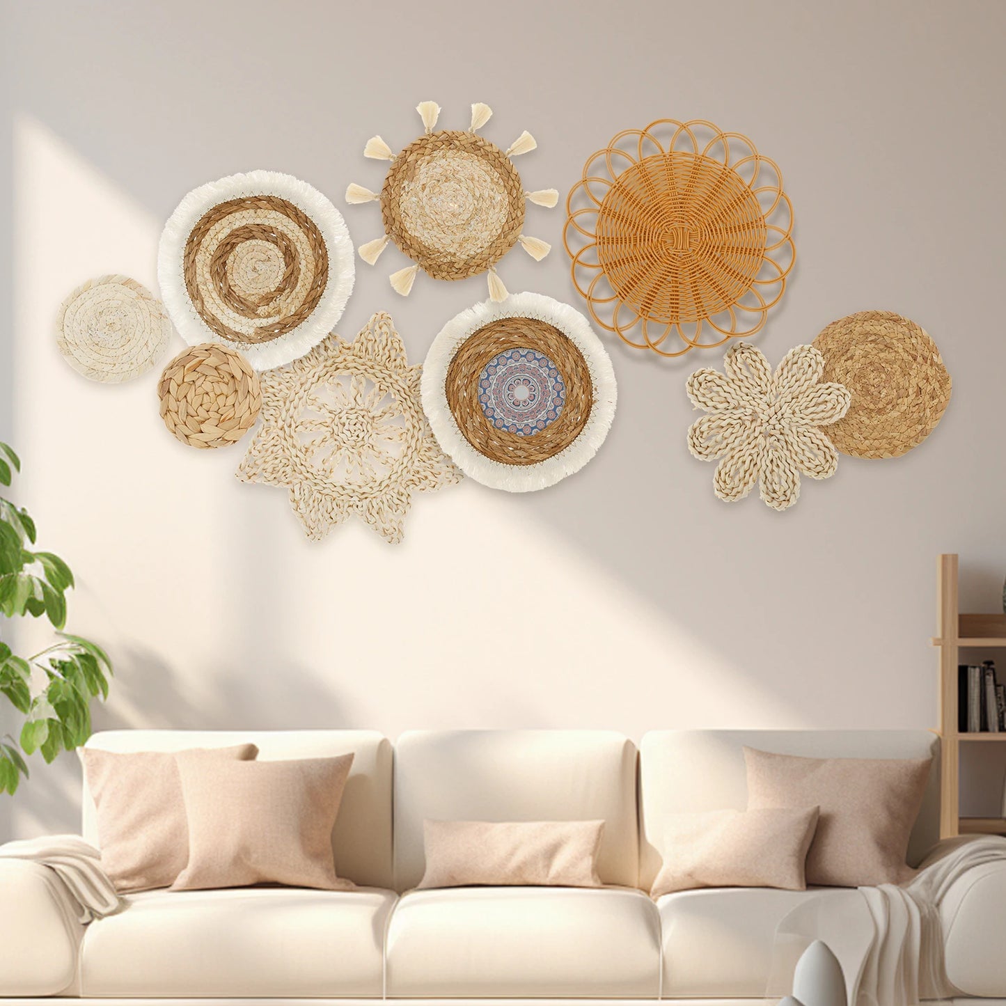 9Pcs Bohemia Wall Hanging Decor  Home Decoration Handmade Natural Wall Art for Bedroom