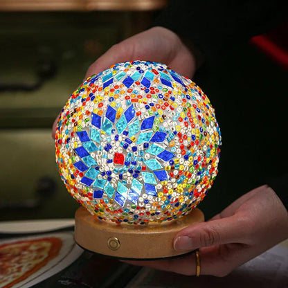 Bohemian LED Desk Lamp USB Button Warm Dimming  Glass National Style For Home Bar Decor Creative LED Table Lamp