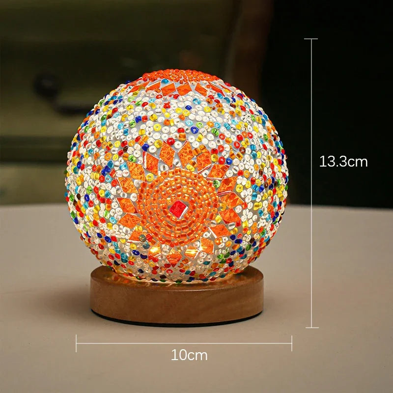 Bohemian LED Desk Lamp USB Button Warm Dimming  Glass National Style For Home Bar Decor Creative LED Table Lamp