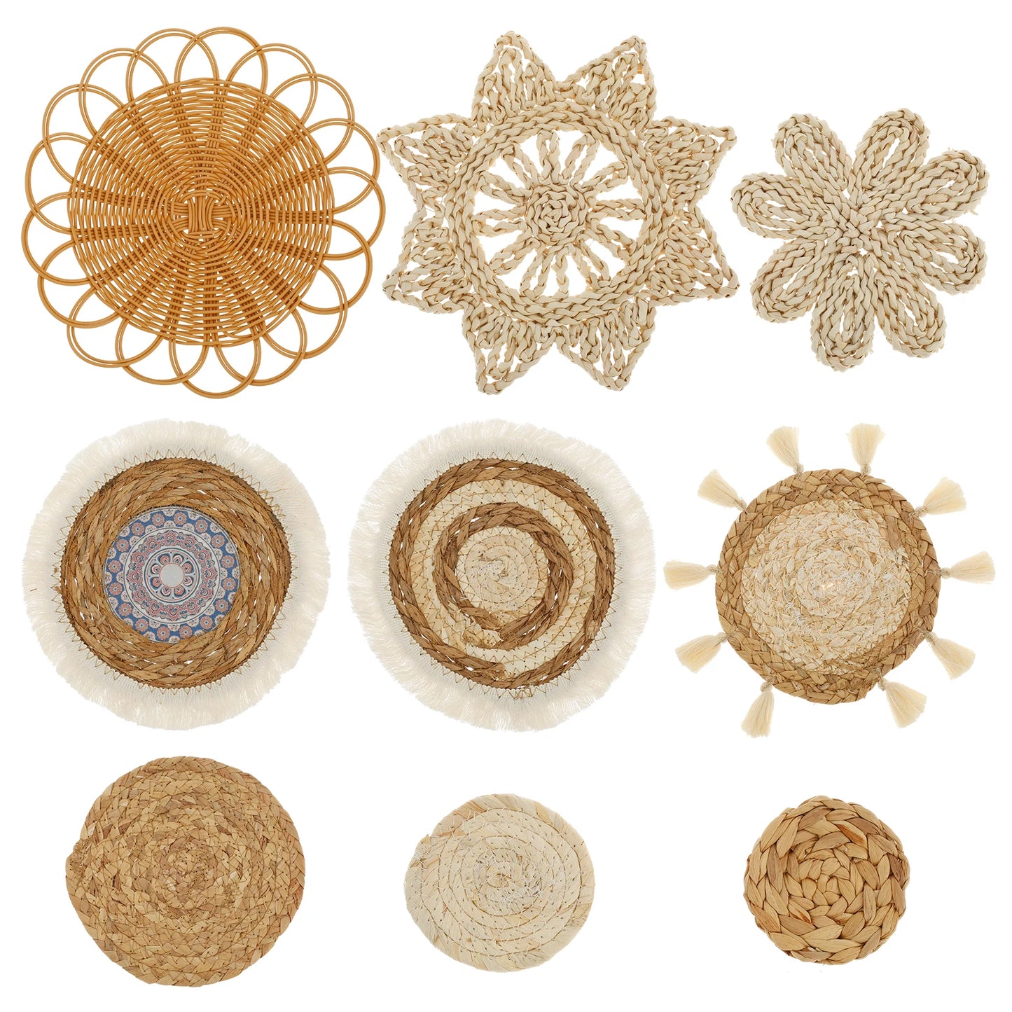 9Pcs Bohemia Wall Hanging Decor  Home Decoration Handmade Natural Wall Art for Bedroom