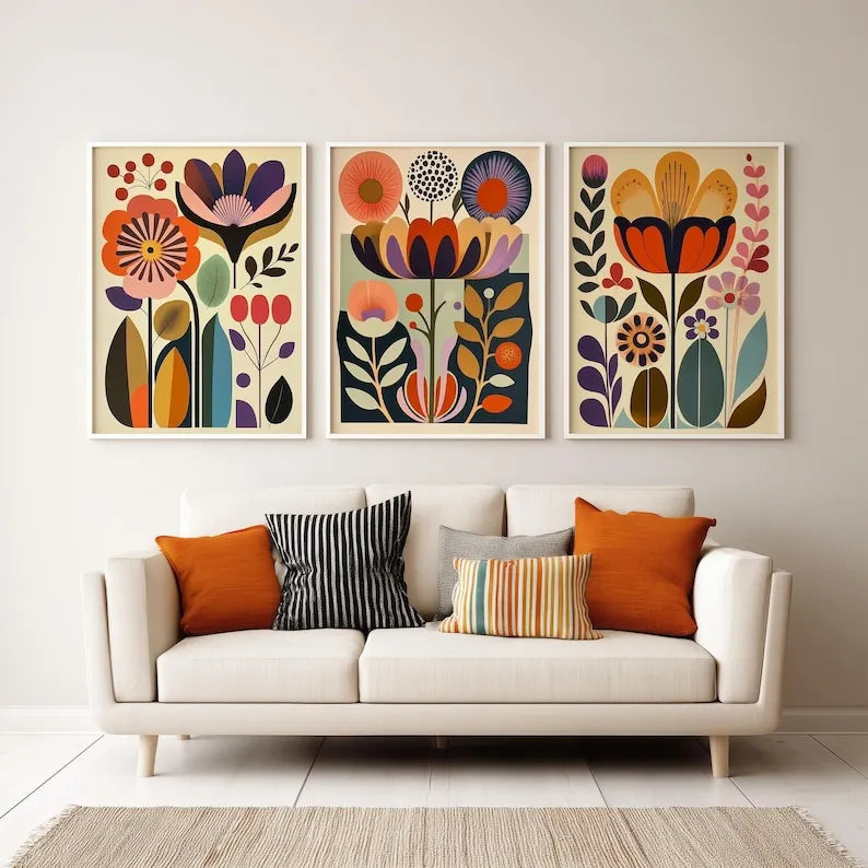 Set of 3 Scandinavian Art  Poster for Living Room Wall Decor
